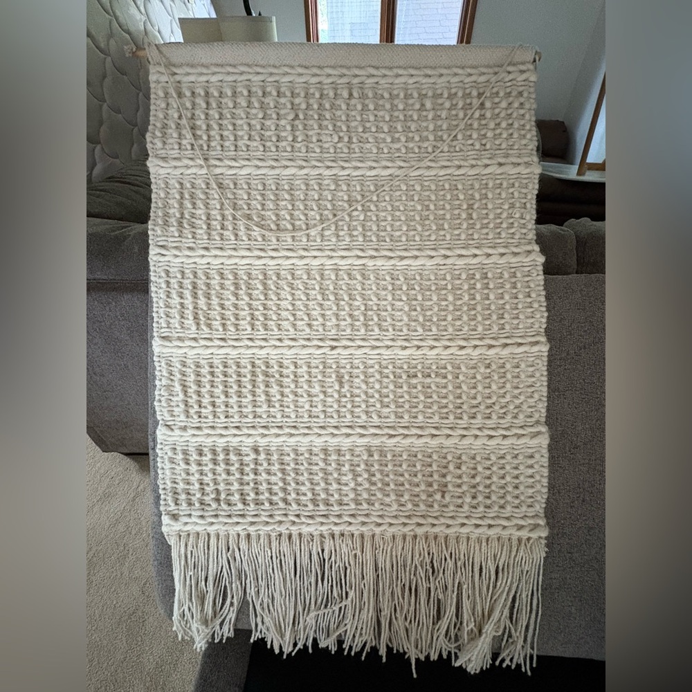 Cream Textured Woven Wall Hanging Macrame